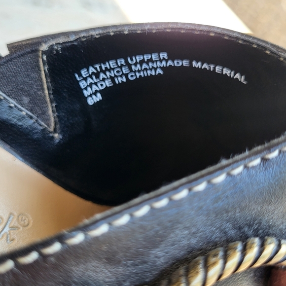 Coldwater Creek Black & Brown Leather Block Healed Mules Western Design Size 6 - Picture 9 of 9